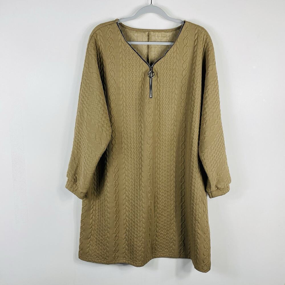 Emery Rose Size XL Cable Knit Long Sleeve Mini Dress Tan